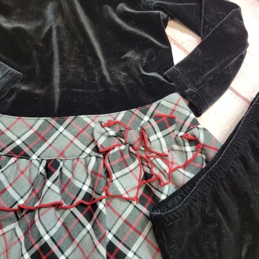 Children's Place velvet/plaid dress 18 mo - Picture 2 of 4